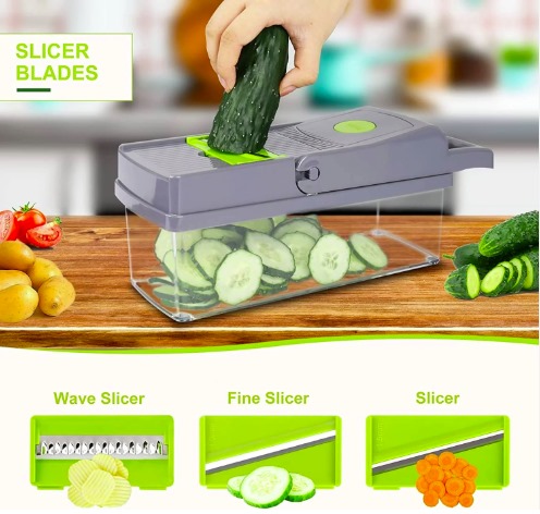 16 IN1 Mandoline Slicer Veggie Food Chopper Vegetable Cutter Tomato Carrot Grater Cheese French Onion Shredders Kitchen Tool - Image 5