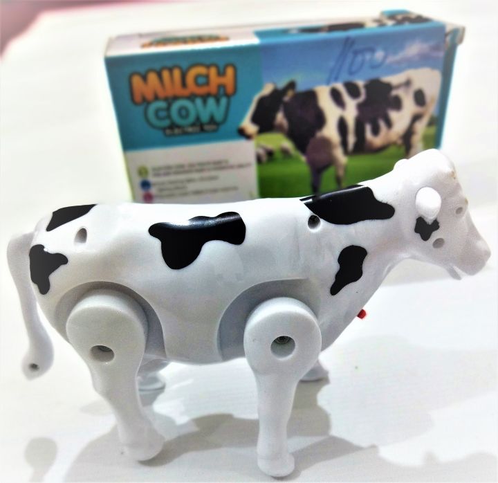 Funny Walking Musical Milch Cow Toy for Kids - Black & White Electric Animal with Lights, Sound & Moving Tail - Image 4