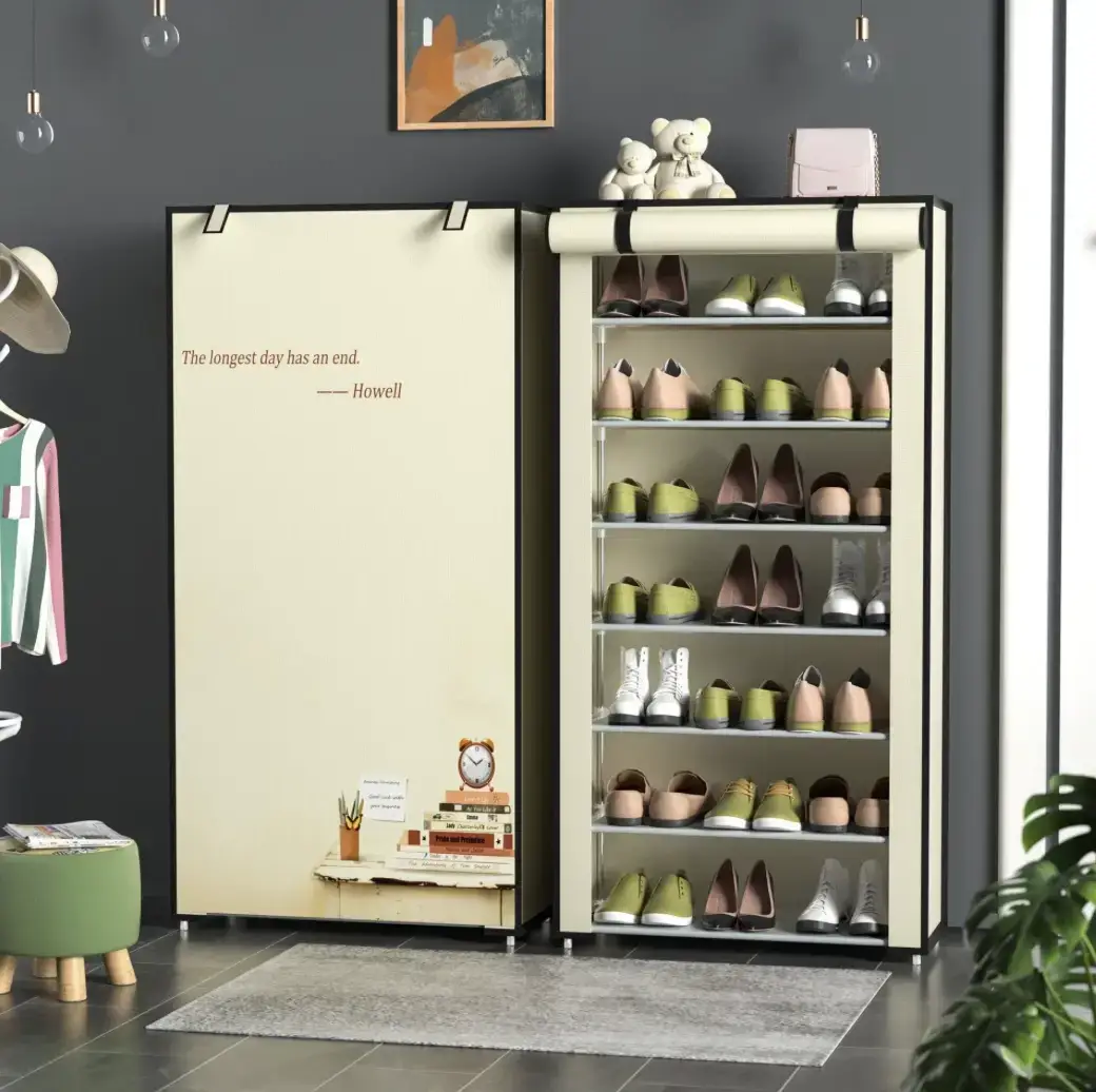 8 Layer Portable Dustproof Shoe Rack Shoe Rack Storage Closet Household Shoe Storage Rack Storage Cabinet (Random Color) - Image 4
