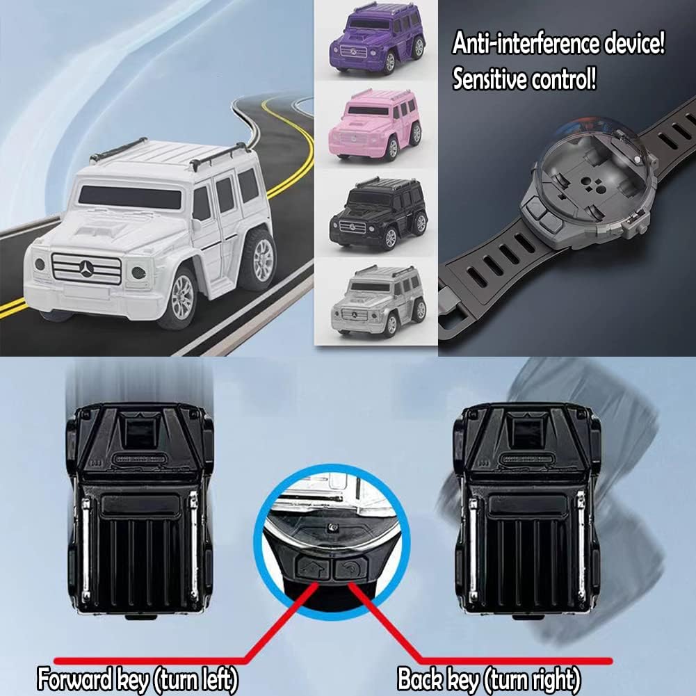 Mini Car with Remote Control Mini Remote Control Car Watch Racing Car USB Charging Cartoon RC Small Car  Kids Toys  (random color ) - Image 3