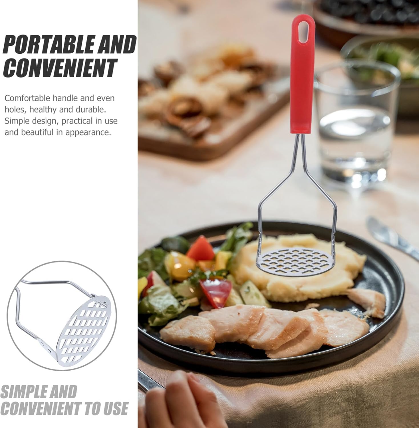 Potato Masher Stainless Steel Manual Kitchen Vegetable Ricer Fruit Banana Egg Crusher Tool - Random Color - Image 4
