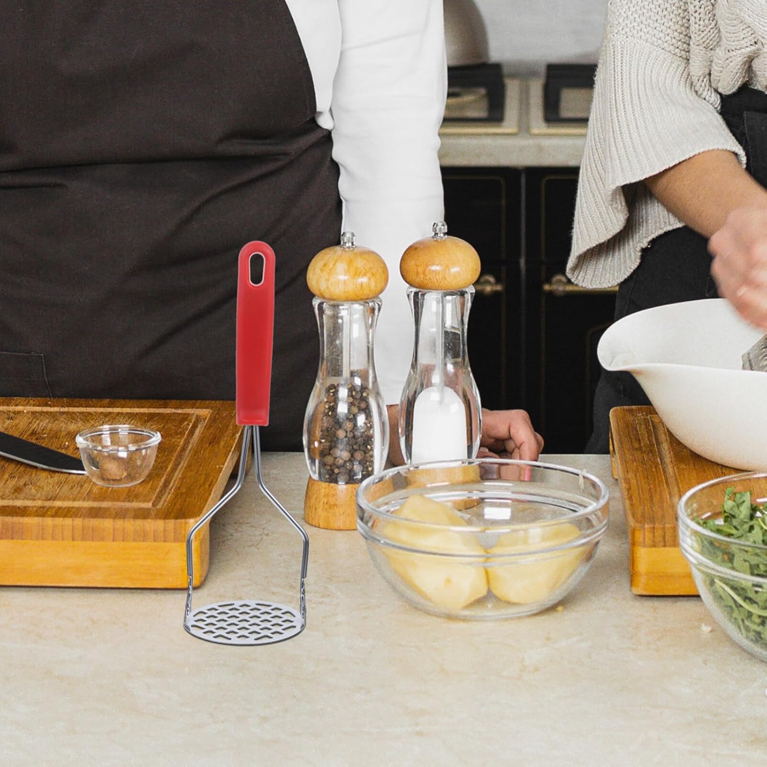 Potato Masher Stainless Steel Manual Kitchen Vegetable Ricer Fruit Banana Egg Crusher Tool - Random Color - Image 2