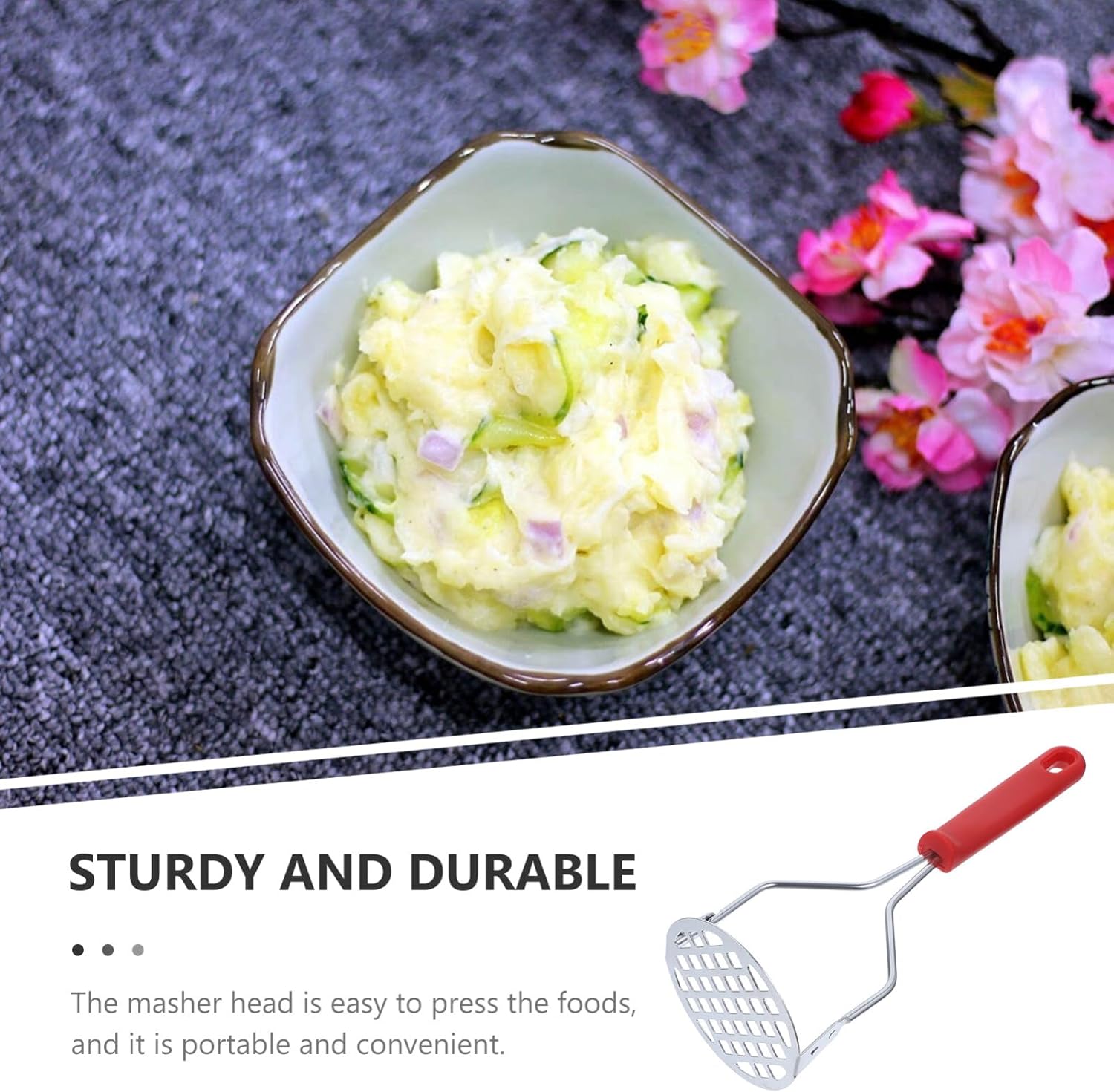 Potato Masher Stainless Steel Manual Kitchen Vegetable Ricer Fruit Banana Egg Crusher Tool - Random Color - Image 3
