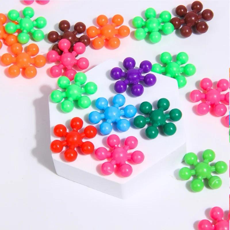 32 pcs Snowflakes Colorful Toy Building Blocks Flower-Shaped Set | Plastic colorful snowflakes toy - Image 3