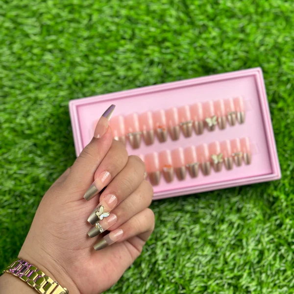 24 Pcs Blush Butterfly Nails (with glue ) - Image 5