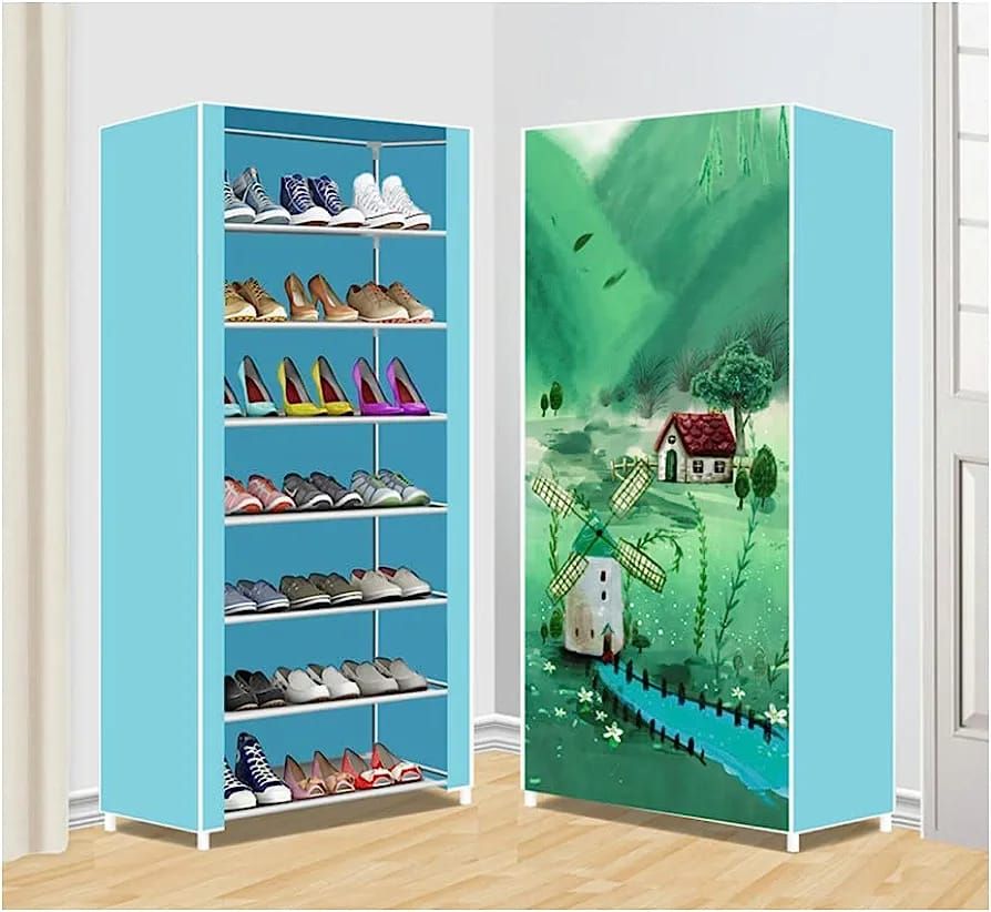 8 Layer Portable Dustproof Shoe Rack Shoe Rack Storage Closet Household Shoe Storage Rack Storage Cabinet (Random Color) - Image 8