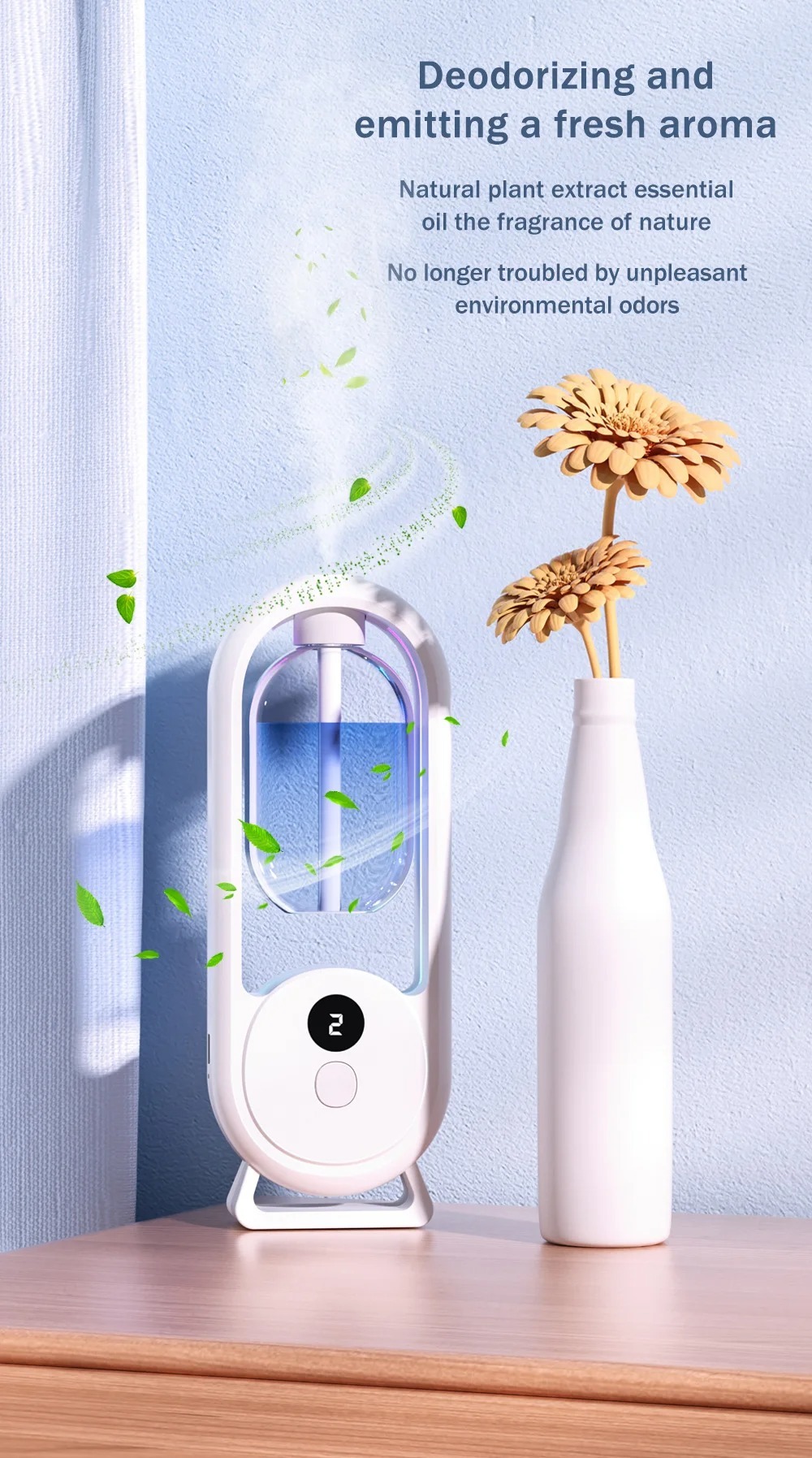 Rechargeable 5-Mode Aromatic Diffuser - Timed Essential Oil Air Freshener for Bedroom, Living Room & Bathroom 50ml - Image 7