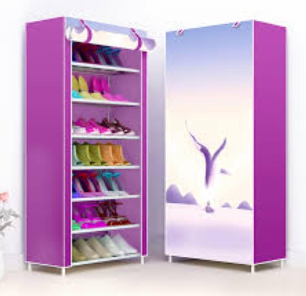 8 Layer Portable Dustproof Shoe Rack Shoe Rack Storage Closet Household Shoe Storage Rack Storage Cabinet (Random Color) - Image 7