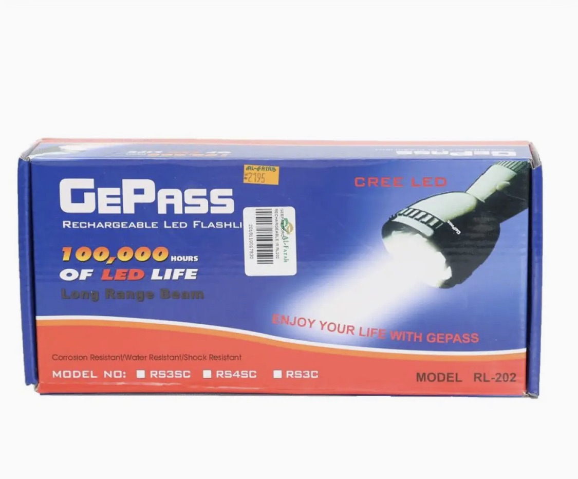 NEW EMERGENCY GePass Rechargeable LED Flashlight, 100,000 Hours of LED Life, Long Range Beam, CREE LED, Outdoor and Indoor Lights, Bright Light, Camping Torch | GeePas RL 601 - Image 4