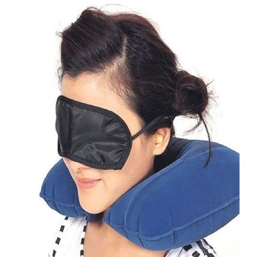3 in 1 Combo Travel Kit of Neck Pillow, Eye Mask and Ear Plug (Random Colour) - Image 4
