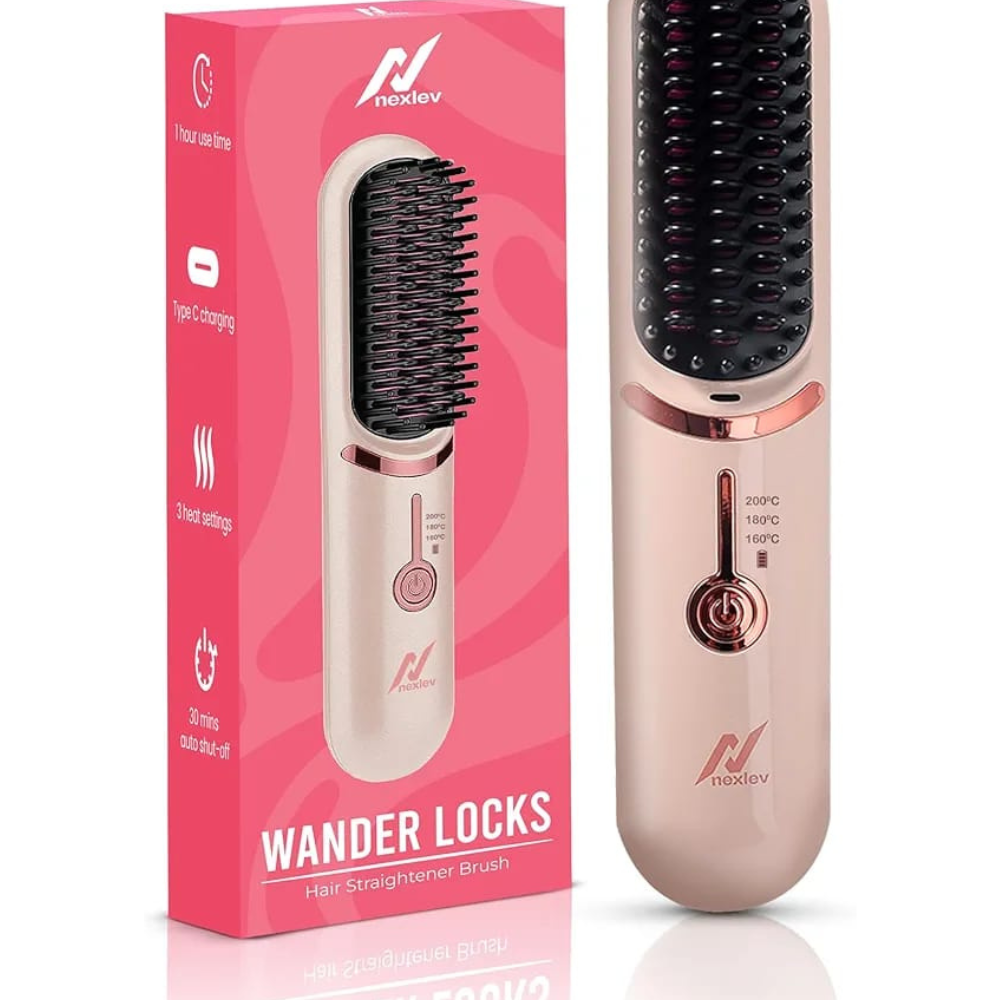 Compact and Portable Hair Styling: Nexlev HSB-04 Cordless Hair Straightener Brush - Image 2