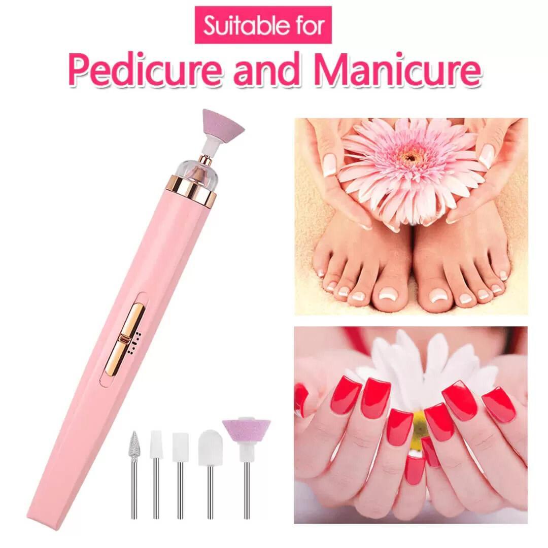 5 IN 1 Professional Manicure Nail | Salon Nail Finishing Touch | Nail Grinding, Burnishing Machine | Full Manicure and Pedicure Tool - Random Color - Image 3