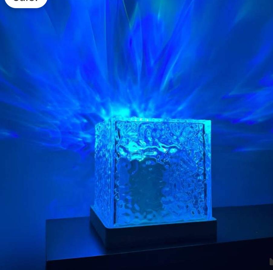 Dynamic Rotating Water Ripple Night Light 3 Colors Flame Crystal Lamp for Living Room Study Bedroom (No remote Attached USB cable) - Image 6