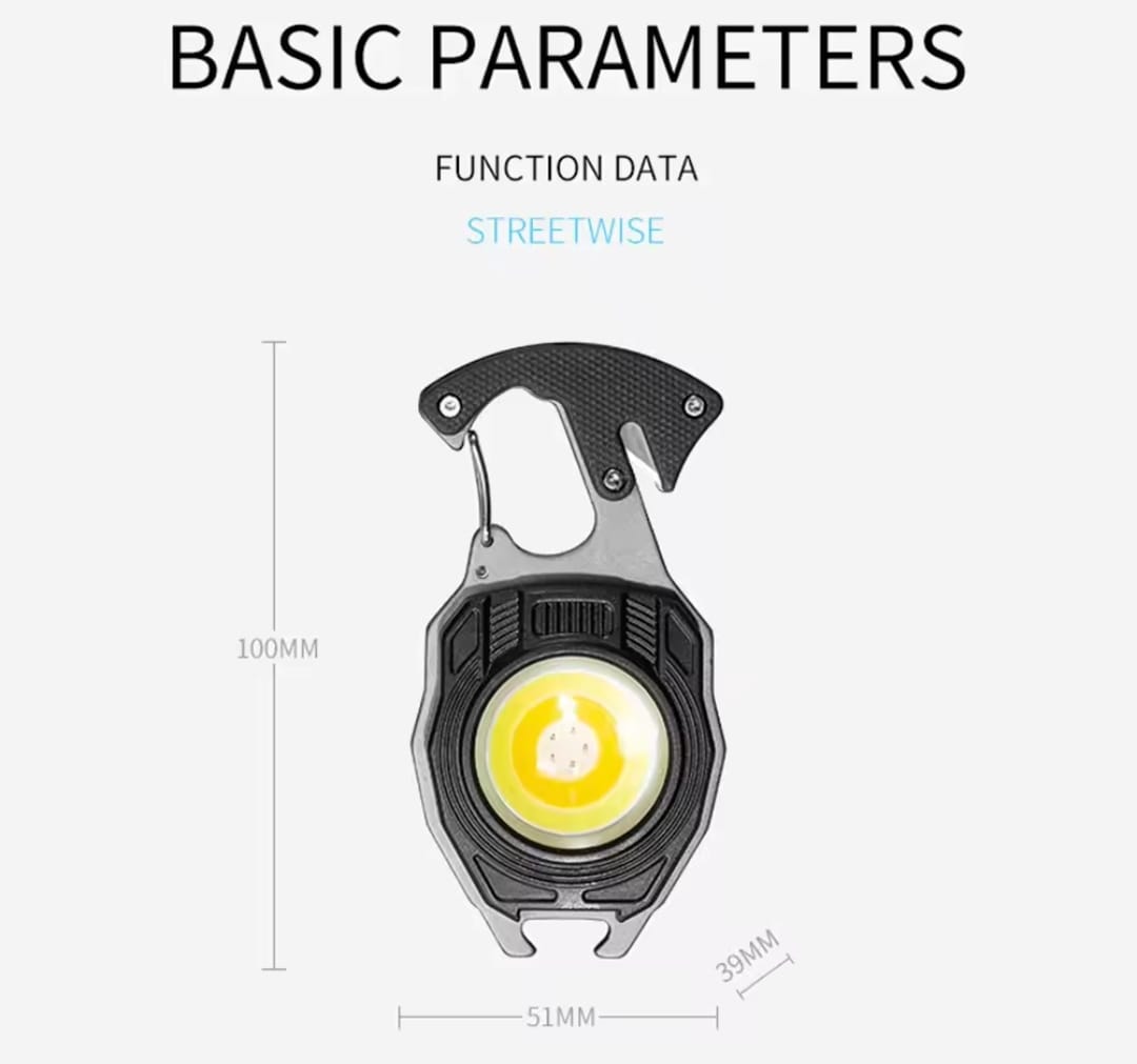 Multifunction Keychain COB Work Lights Strong Magnet Mini Torch with Cigarette Lighter Screwdriver USB Rechargeable Flashlight (Random color) - Image 7