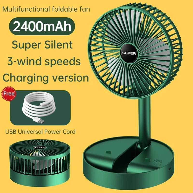 Rechargeable - Portable Telescopic Folding Fan Table Desk Fan | 3 Speeds Adjustable height Fan (Random color) - Image 5