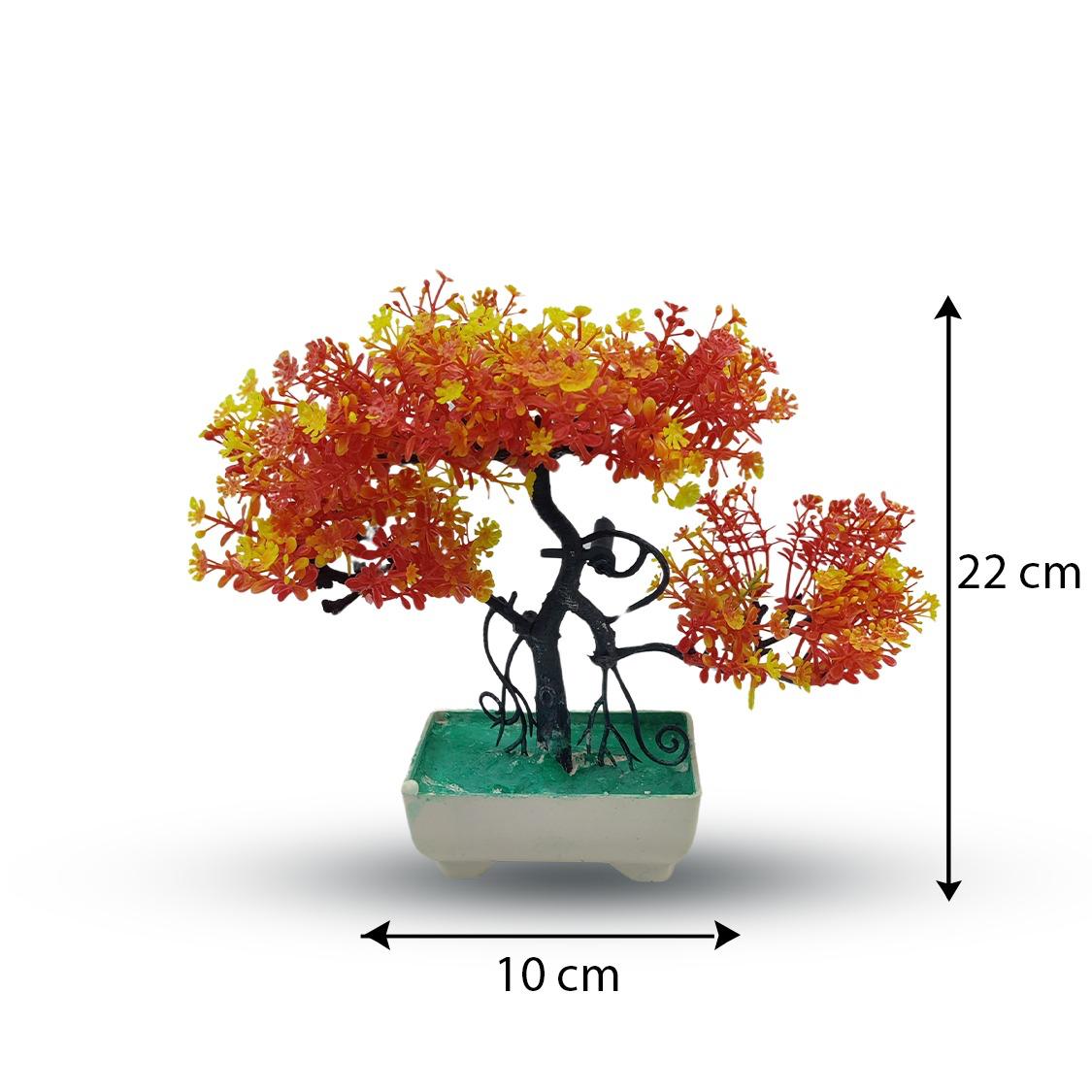 Orange Artificial Bonsai Tree ( 1 Piece )- Bonsai Tree Room Decor for Home, Office & Bedroom | Best Artificial Pot - Image 5