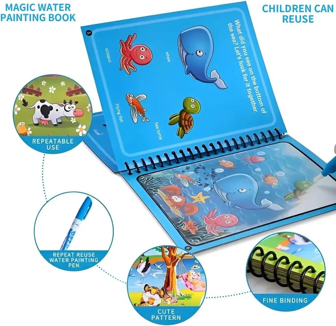 Magic Water Book Painting Drawing Coloring Board Book Magic Water Pen ( Random Book ) - Image 3