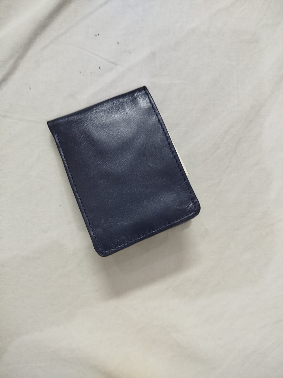 buffalo Leather Plain Wallet Men Short Wallet Purse Small Vintage Wallets Card Holder ( dark blue ) - Image 3