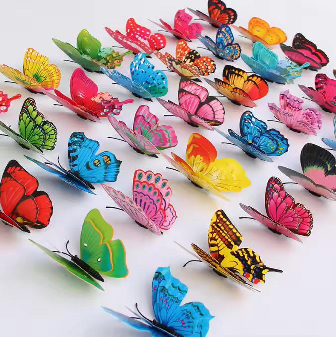 Pack of 12 3D Simulation Butterfly Fridge Magnet Decoration Craft buterfly magnets Butterfly Picks Ornaments Wall Decor (Random Design) - Image 6