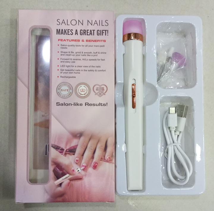 5 IN 1 Professional Manicure Nail | Salon Nail Finishing Touch | Nail Grinding, Burnishing Machine | Full Manicure and Pedicure Tool - Random Color - Image 2