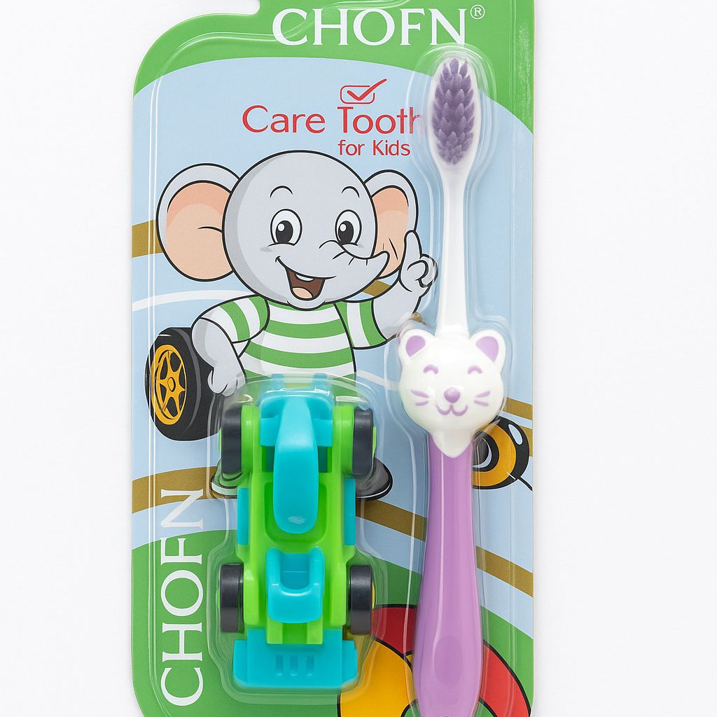 CHOFN Kids Toothbrush Set (3–12 Years) – Soft Bristles with Toy Car (Random Designs) - Image 8