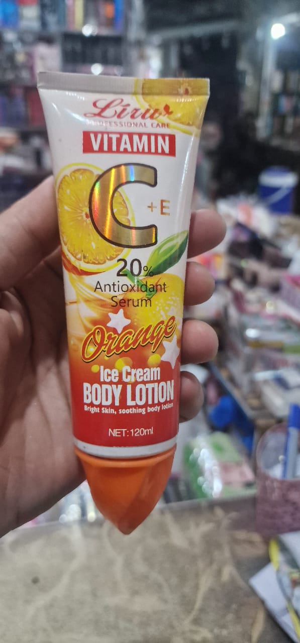 Liru Vitamin C + E 20% Antioxidant Serum Body Lotion – Orange Ice Cream Formula for Bright & Soothing Skin (120ML) - Without Box - Image 2