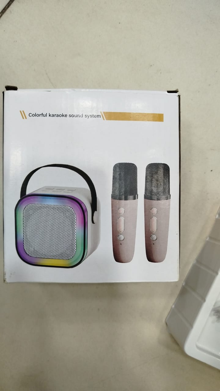 K12 Wireless Audio Microphone Bluetooth Speaker Portable Stereo Speaker Bluetooth Speaker Karaoke Speaker with double Mic (random color) - Image 4