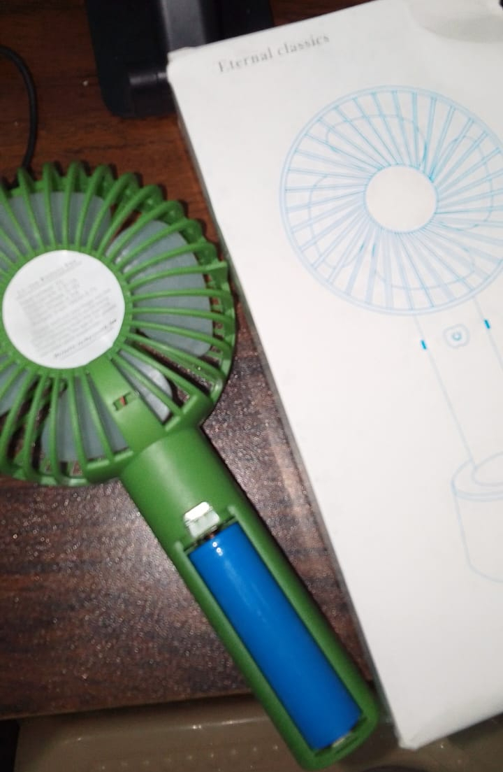 Portable USB Rechargeable Fan | Handheld 3 Speed Strong Wind Electric Small Mini Cooling Fan (random color) - Image 3