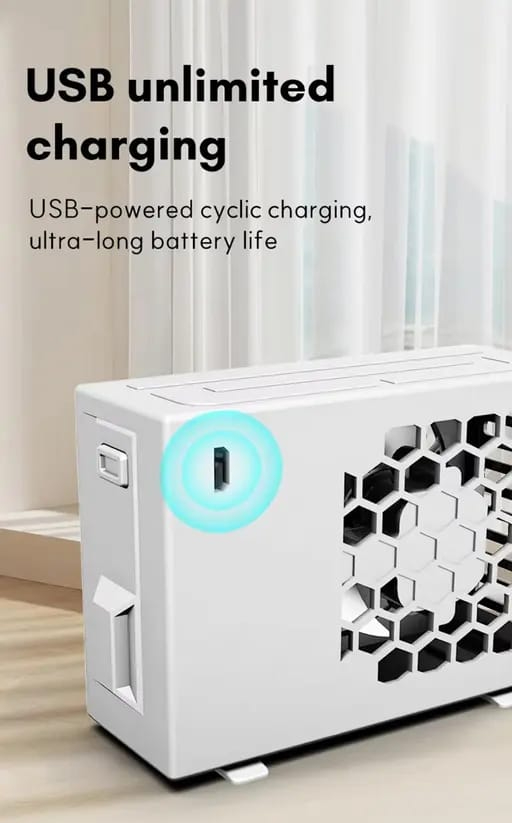 Portable Rechargeable Air Conditioning Fan - Compact Mini Cooler with 3 Speed Settings | USB Charging | Personal Cooling Fan for Home, Office, Travel (With Box) - Image 4