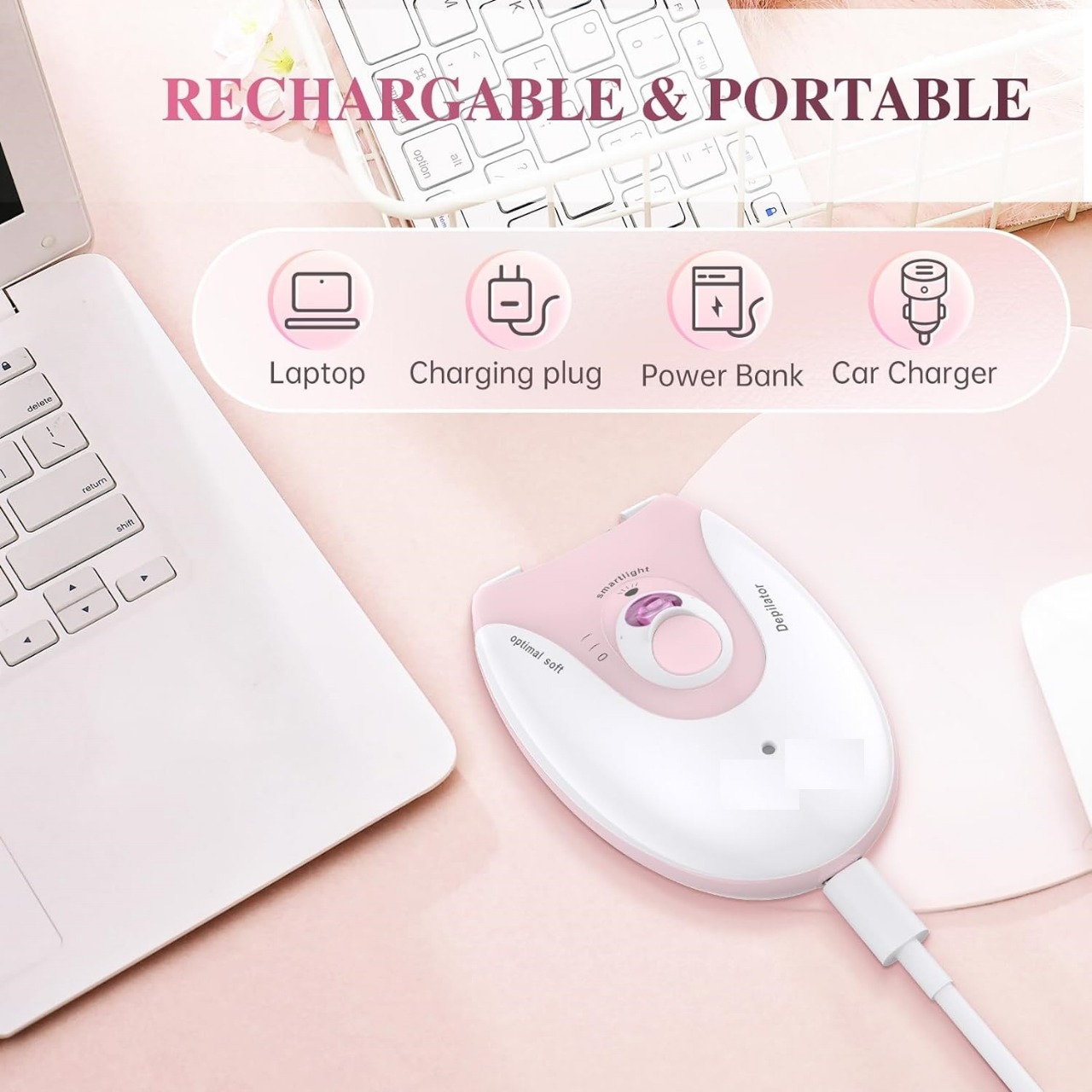 Daling DL-6032 Cordless Ladies Epilator with 2-Speed Adjustment, Painless Hair Removal, Rechargeable, Compact and Easy to Use for Legs, Arms, Underarms - Image 4