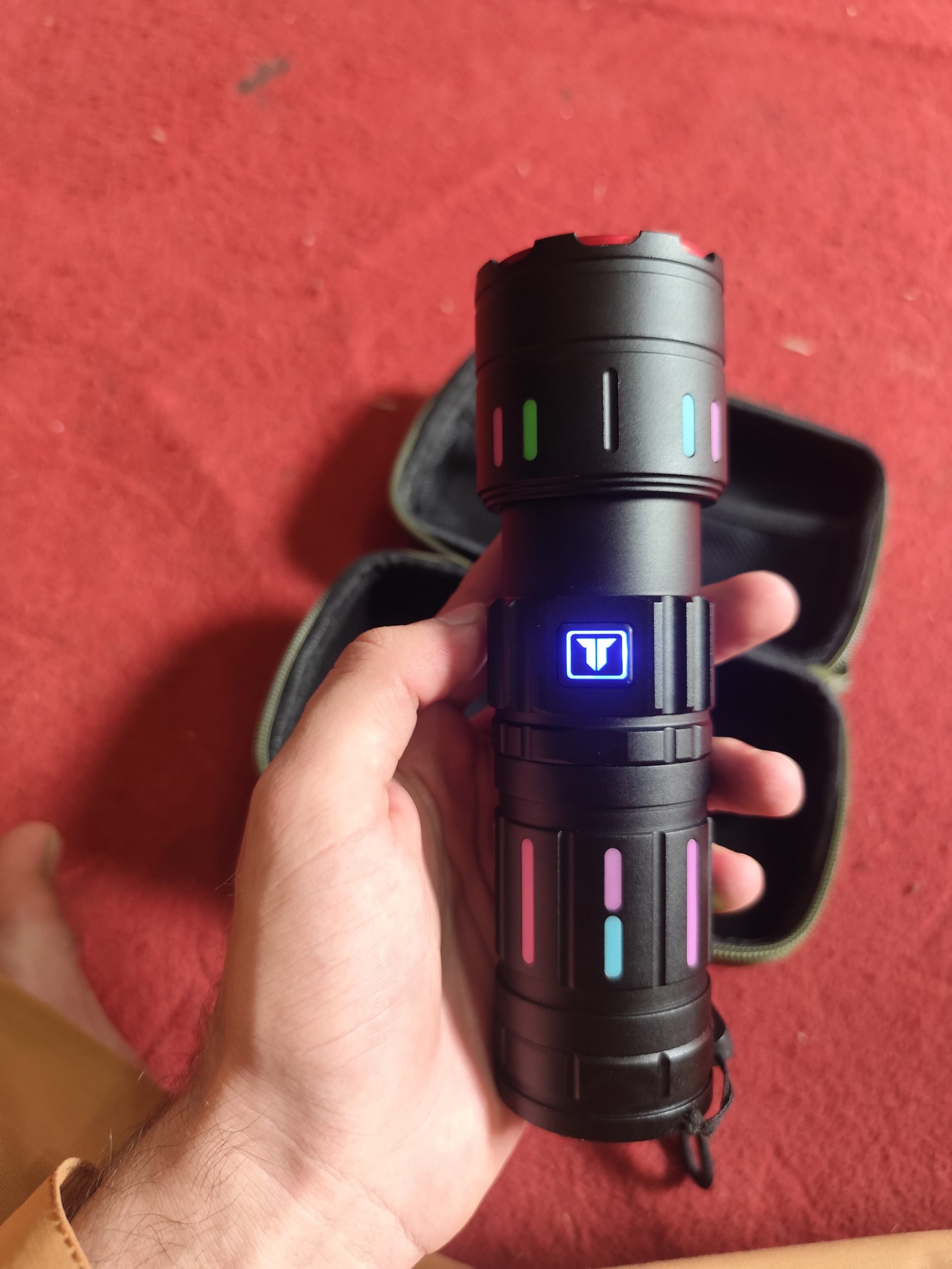 Tactical LED Flashlight Kit with Portable Green Hard Case - High-Powered, Rechargeable, Multi-Mode Light - Image 5