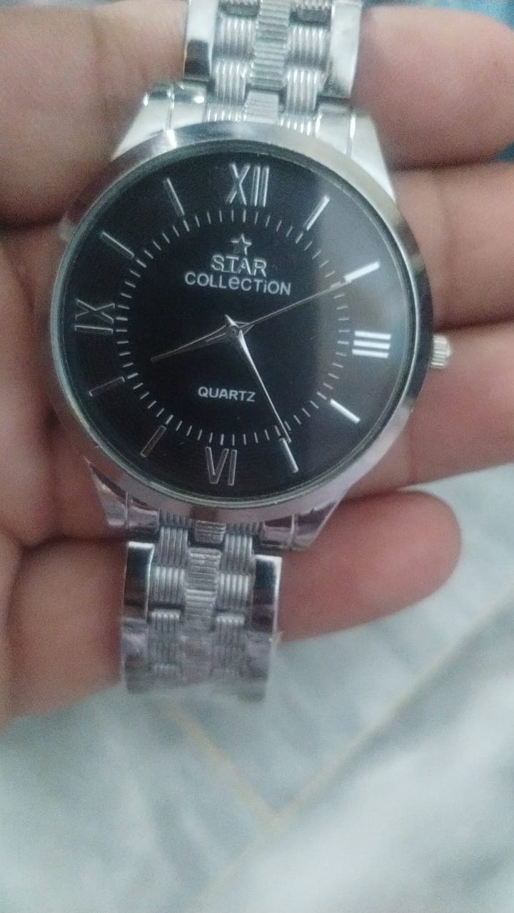 STAR COLLECTION Men's Stainless Steel Watch - Silver Quartz Analog, Waterproof, Classic Roman Dial (No Box) - Image 3