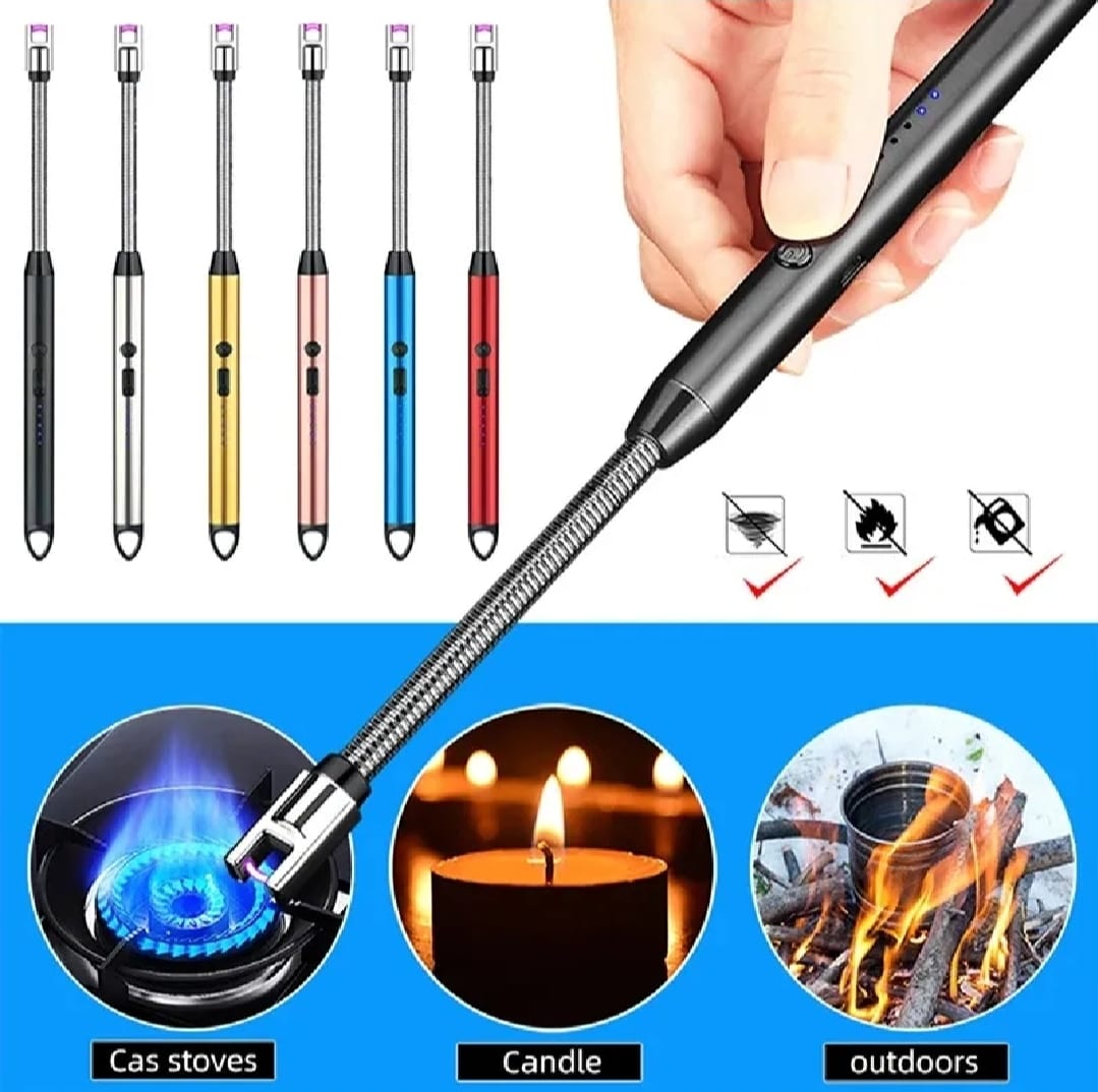 360° Outdoor Kitchen Lighter - USB Rechargeable Plasma Arc Lighter with Safety Lock & Flexible Elbow for Candles, BBQ & Stoves (Random Color) - Image 3
