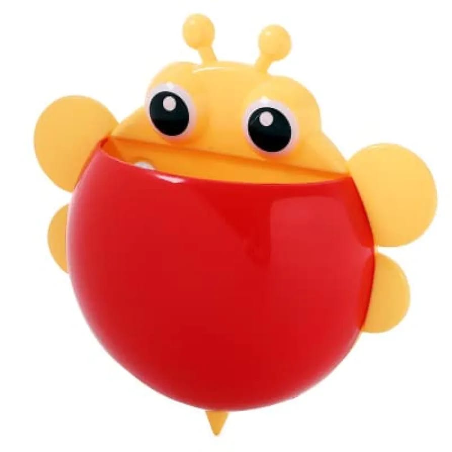 Bee Shaped Plastic Toothbrush Holder with Suction Hook - Cute Wall Mounted Toothbrush Stand for Kids & Travel (Random Colors) - Image 9