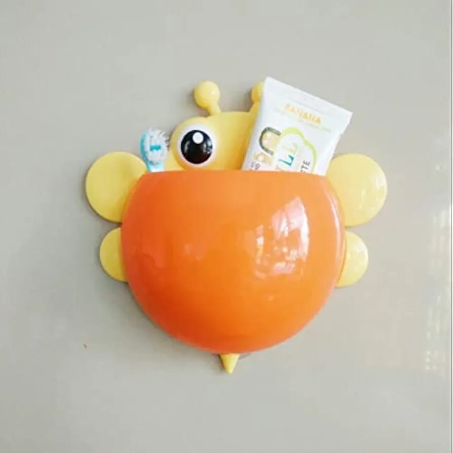 Bee Shaped Plastic Toothbrush Holder with Suction Hook - Cute Wall Mounted Toothbrush Stand for Kids & Travel (Random Colors) - Image 10