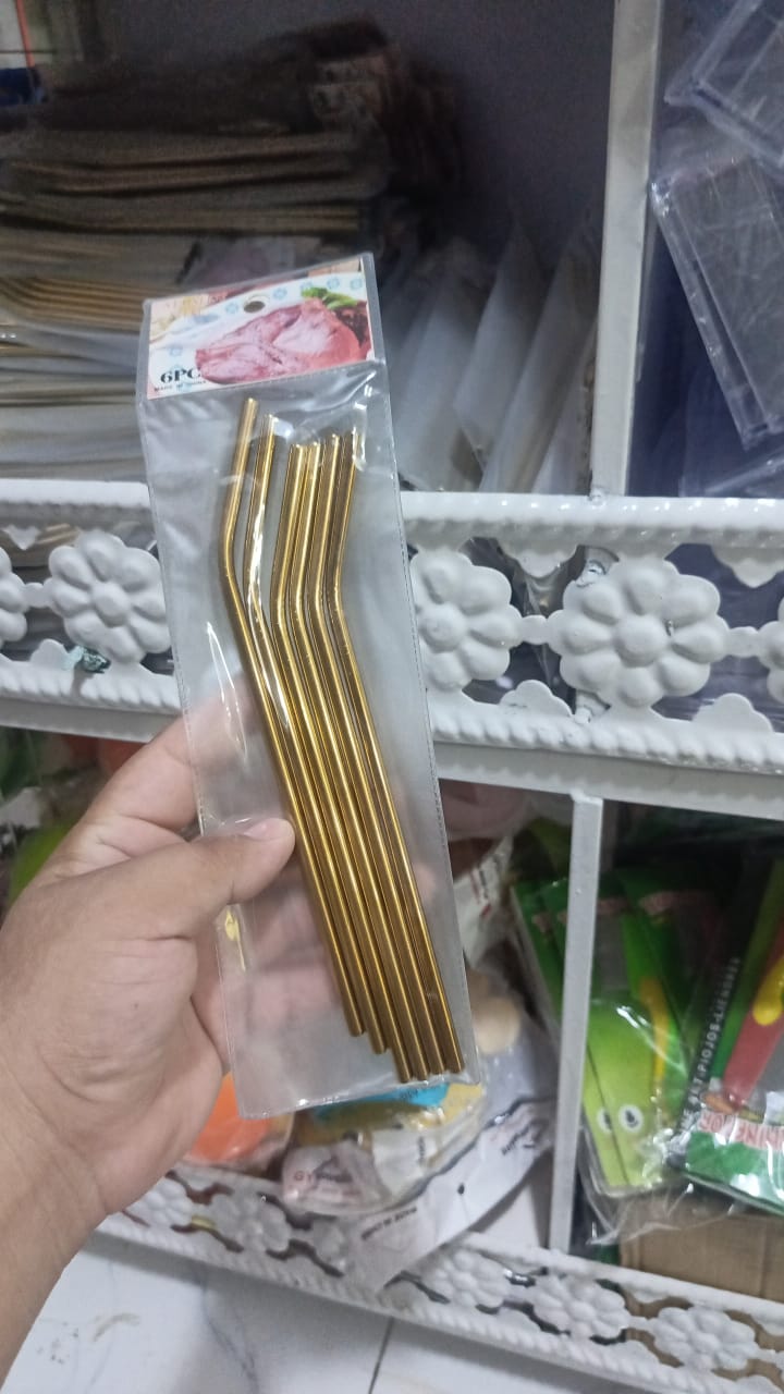 Set of 6 Colorful Reusable Metal Straws - Stainless Steel Drinking Straws with Eco-Friendly Design for Home, Travel & Parties - Image 3