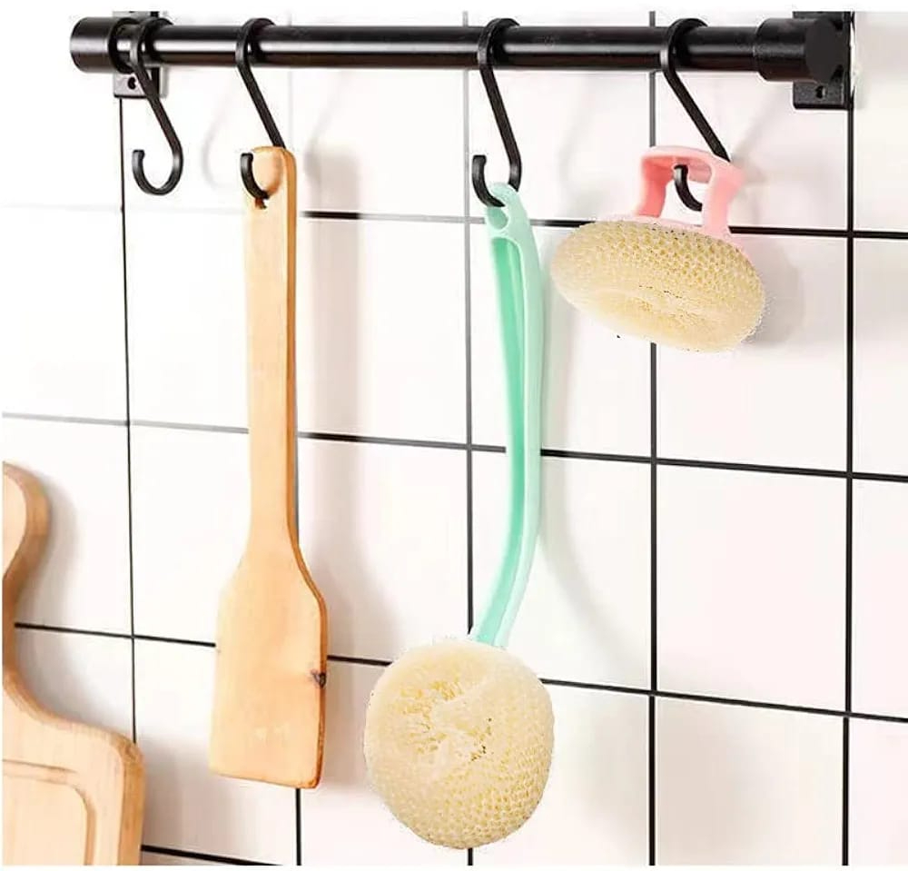 Multipurpose Fiber Cleaning Balls with Long Handle - Reusable Scrubbers for Kitchen & Household Cleaning (1 Handle & 3 Balls)(Random color) - Image 6