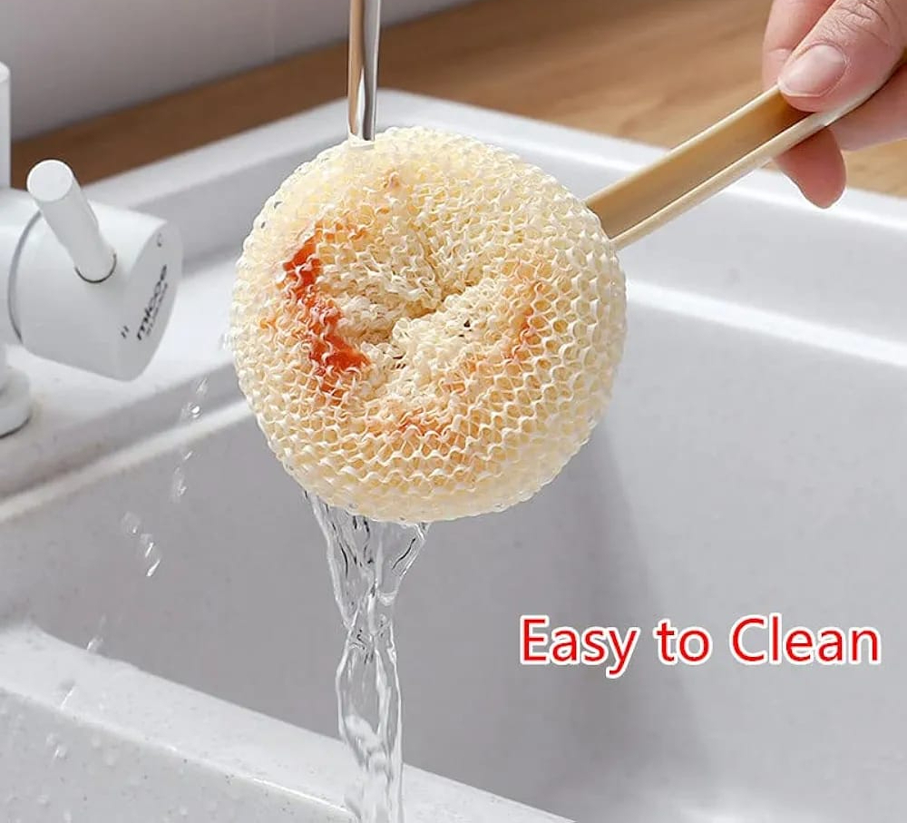 Multipurpose Fiber Cleaning Balls with Long Handle - Reusable Scrubbers for Kitchen & Household Cleaning (1 Handle & 3 Balls)(Random color) - Image 8