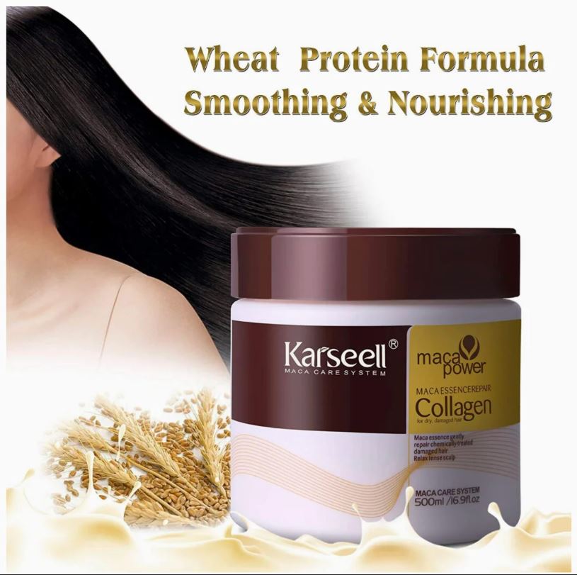 Karseell Collagen Maca Hair Treatment Deep Repair Conditioning Hair Mask Argan Oil Coconut Oil Essence for Dry Damaged Hair All Hair Types 16.90 oz 500ml - Image 4