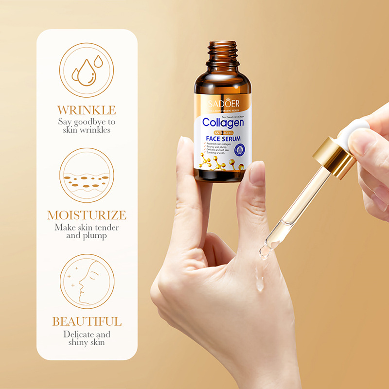 SADOER Collagen Serum skincare Facial Essence Liquid Firming Moisturizing Soothing Nourishing Face Serum Skin Care - 30 ml - Image 4
