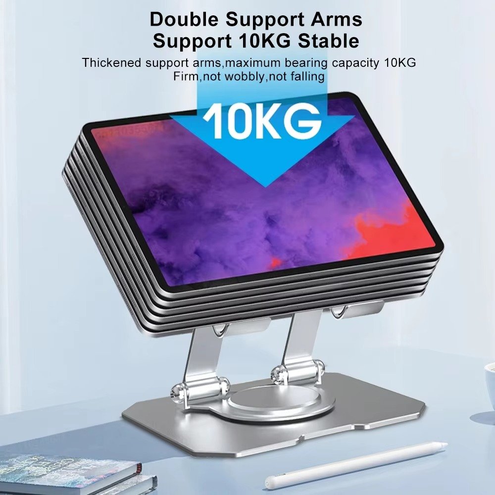 360° Rotating Metal Tablet & Mobile - Adjustable, Foldable, and Portable Desk Mount with Cooling Design for Phones, Tablets, and Small Devices, Device Cooling Stand | Stainless Steel Stand, Tablet Holder Stand - Random Color - Image 8