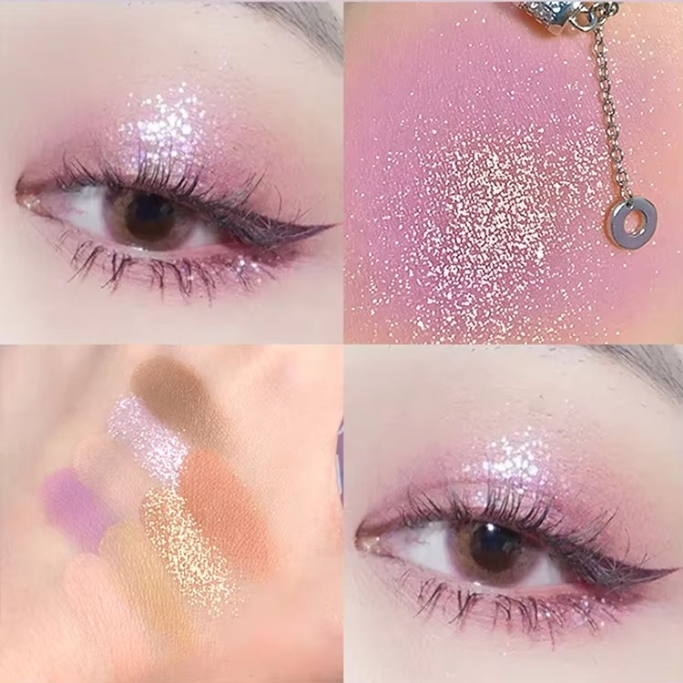 08 Colors Biya Star Flash Eight-Color Eye Shadow Palette Matte Pearl Light Fine Color Milk Tea Earth Niche Glitter Eye Shadow - 8 colors Korean Trending Eye Shadow Palette - Image 4
