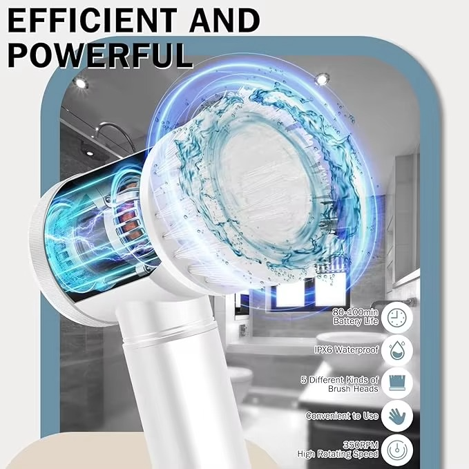 Magic Brush Wireless Battery Cleaning Brush Bathtub Tile Professional Cleaning Brush Rechargeable - Image 5