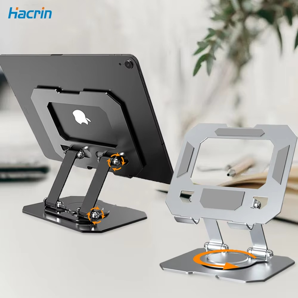 360° Rotating Metal Tablet & Mobile - Adjustable, Foldable, and Portable Desk Mount with Cooling Design for Phones, Tablets, and Small Devices, Device Cooling Stand | Stainless Steel Stand, Tablet Holder Stand - Random Color - Image 3