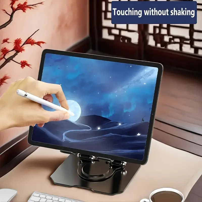 360° Rotating Metal Tablet & Mobile - Adjustable, Foldable, and Portable Desk Mount with Cooling Design for Phones, Tablets, and Small Devices, Device Cooling Stand | Stainless Steel Stand, Tablet Holder Stand - Random Color - Image 12