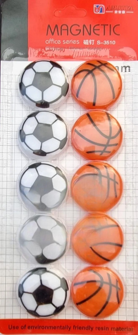 Basketball & Football Refrigerator Magnets - Set of 10 Durable Sports-Themed Decorative Magnets (1.5 x 1.5 Inches) - Image 6
