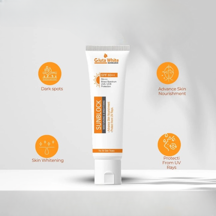 GlutaWhite Skin Brightening Sunblock SPF60 - Advanced UVA/UVB Protection, Oil-Free & Long-Lasting Moisture - Image 6