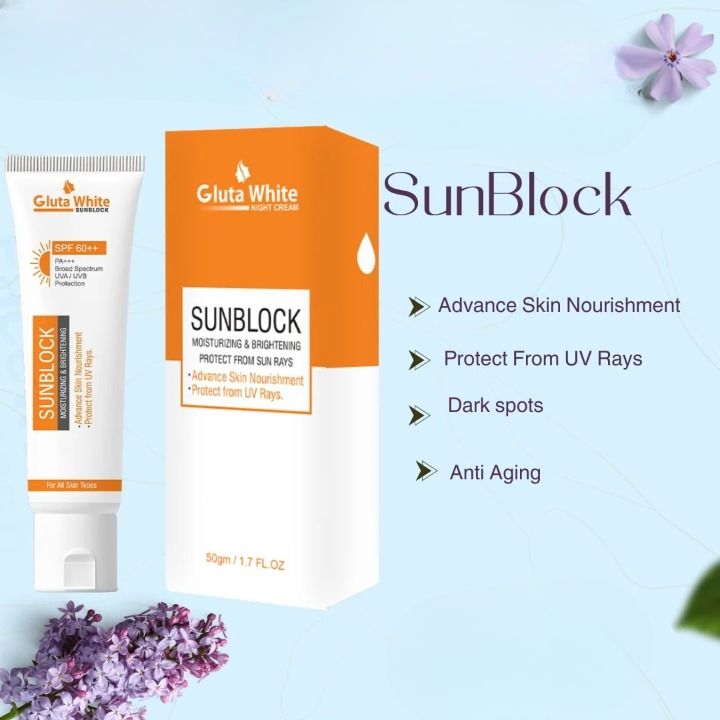 GlutaWhite Skin Brightening Sunblock SPF60 - Advanced UVA/UVB Protection, Oil-Free & Long-Lasting Moisture - Image 7