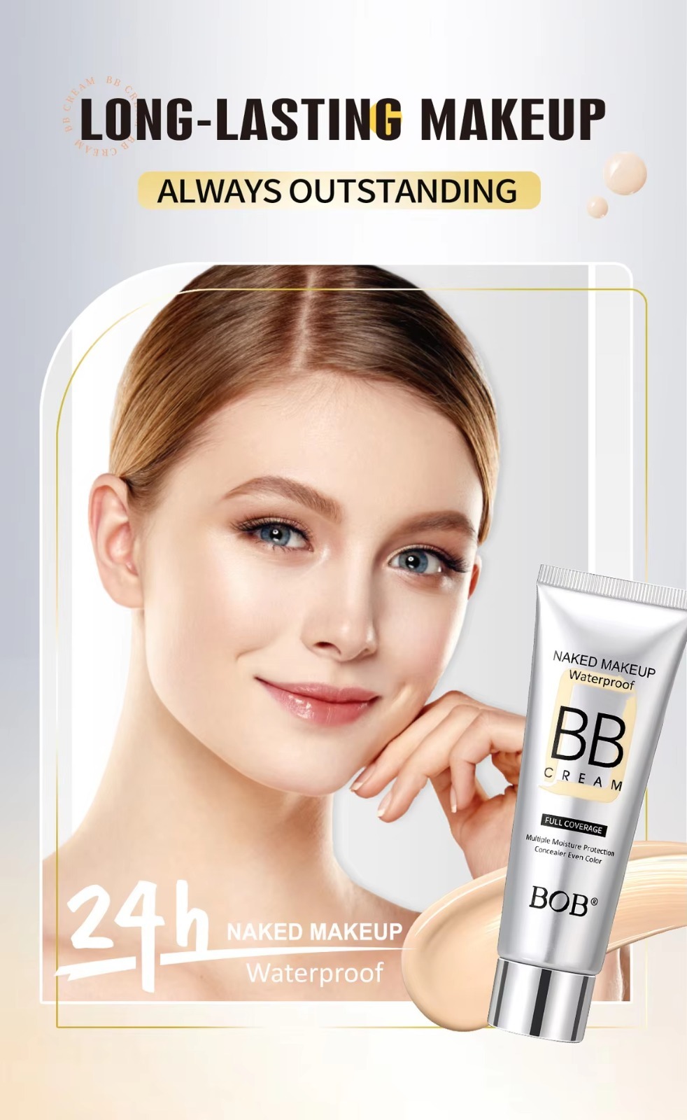 BOB Naked Makeup Waterproof Full Coverage BB Cream - 40 Gram Pack, Original Long-Lasting Formula - Image 7
