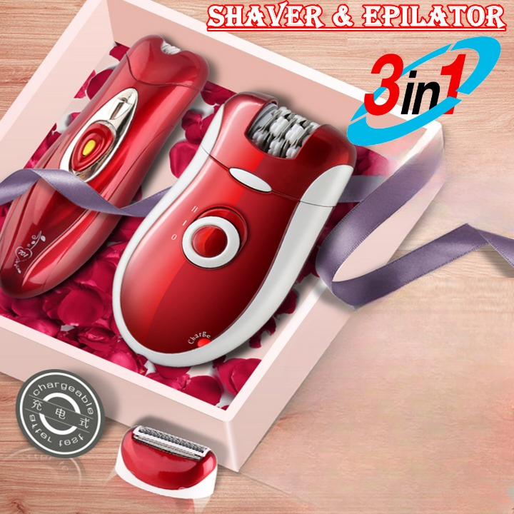 Kemei KM-3068 - Rechargeable 3-in-1 Epilator Hair Removal Device for Women - Electric Shaver & Trimmer Set with Multiple Heads, Smooth Skin Care Tool for Face, Arms, Legs & Sensitive Areas - Image 7